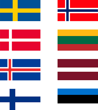 Sweden | Norway | Finland | Denmark | Iceland | Estonia | Lithuania | Latvia
